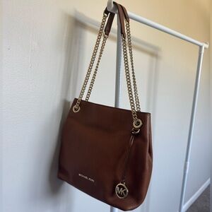 Michael Kors Brown Leather Chain Shoulder Bag